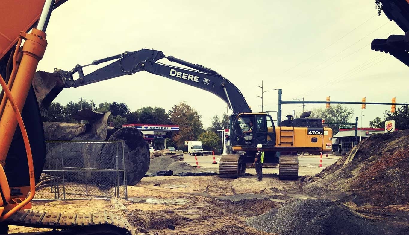 Heavy machinery at construction site dig -